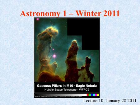 Astronomy 1 – Winter 2011 Lecture 10; January 28 2011.