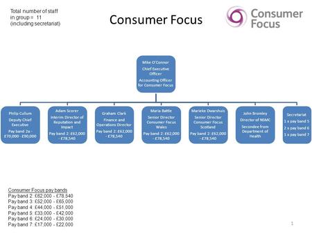 1 Mike O’Connor Chief Executive Officer Accounting Officer for Consumer Focus Philip Cullum Deputy Chief Executive Pay band 2a - £70,000 - £90,000 Adam.