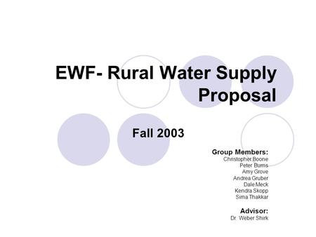 EWF- Rural Water Supply Proposal