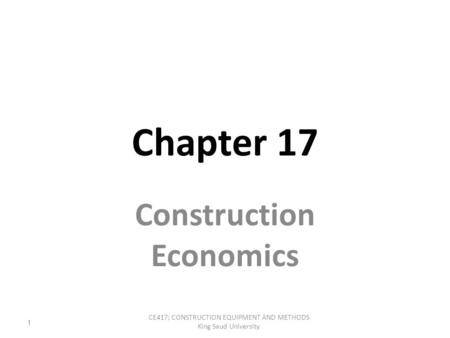 Construction Economics