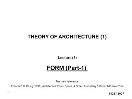 THEORY OF ARCHITECTURE (1)