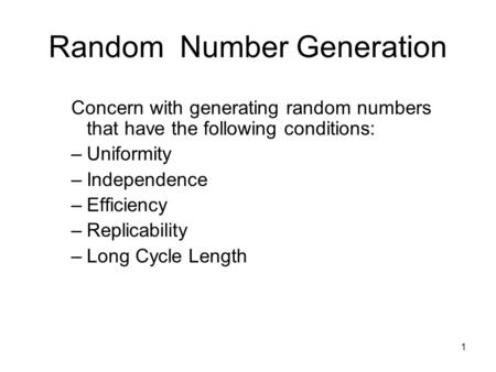 Random Number Generation