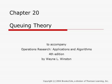 Chapter 20 Queuing Theory