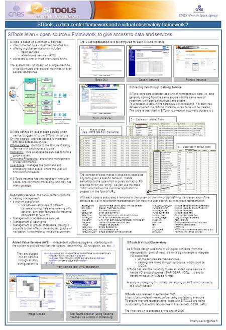 2 - Declared in dataSet Table 3 - Described in attribut Table 1 - A table of data (here HIRES data from Clementine) SITools is based on a concept of services: