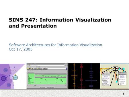 1 SIMS 247: Information Visualization and Presentation Software Architectures for Information Visualization Oct 17, 2005.