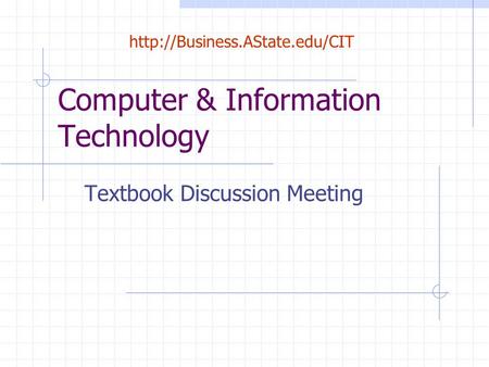 Computer & Information Technology Textbook Discussion Meeting