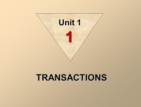 TRANSACTIONS Unit 1 1 Gerald Trenholm 7 MacCauly Drive Fredericton NB Identification Select economic events (transactions ) Recording Record, classify,