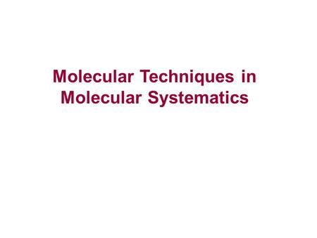 Molecular Techniques in Molecular Systematics. DNA-DNA hybridisation -Measures the degree of genetic similarity between pools of DNA sequences. -Normally.