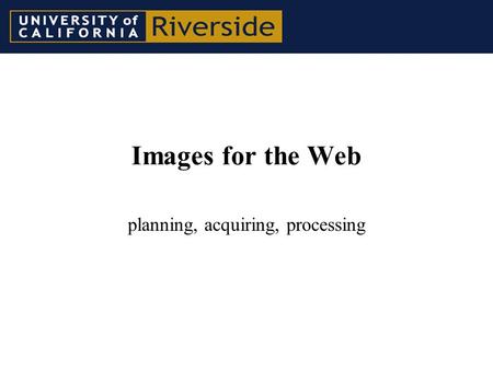 Images for the Web planning, acquiring, processing.