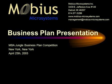 Business Plan Presentation