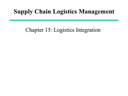 Supply Chain Logistics Management