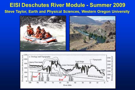 EISI Deschutes River Module - Summer 2009 Steve Taylor, Earth and Physical Sciences, Western Oregon University Start End.