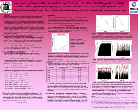 Accelerating Moment Release in Modified Stress Release Models of Regional Seismicity Steven C. Jaume´, Department of Geology, College of Charleston, Charleston,