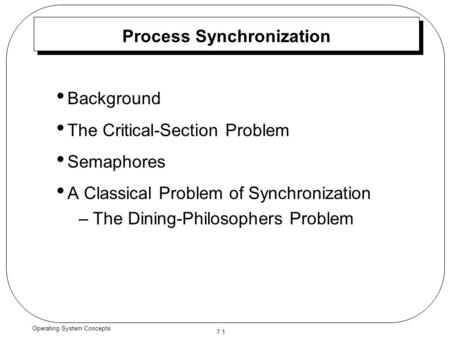 Process Synchronization