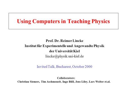 Using Computers in Teaching Physics