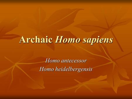 Archaic Homo sapiens Homo antecessor Homo heidelbergensis.