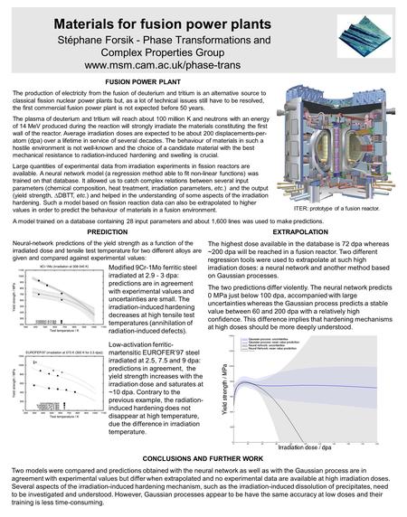 Materials for fusion power plants Stéphane Forsik - Phase Transformations and Complex Properties Group www.msm.cam.ac.uk/phase-trans FUSION POWER PLANT.