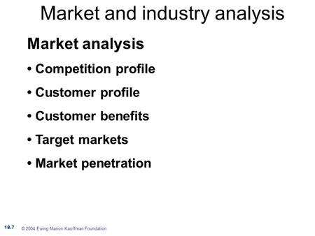 Market and industry analysis