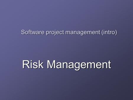 Software project management (intro)