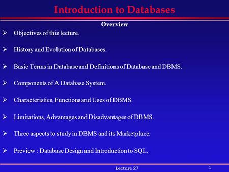 Introduction to Databases