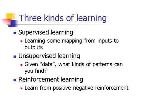 Three kinds of learning