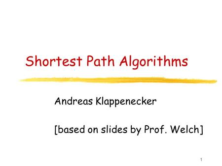 Shortest Path Algorithms