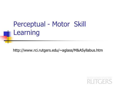 Perceptual - Motor Skill Learning