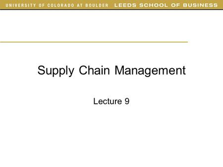 Supply Chain Management