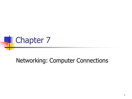 1 Chapter 7 Networking: Computer Connections. Basic Components of a Network Sending device Communications link Receiving device.