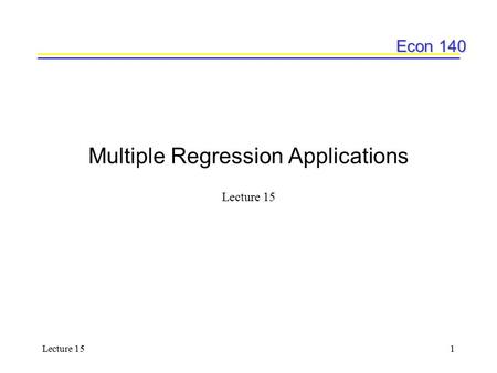 Multiple Regression Applications