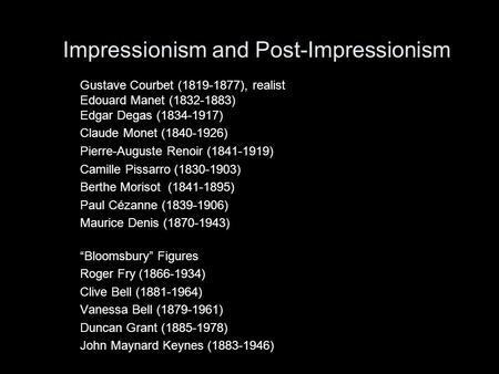 Impressionism and Post-Impressionism