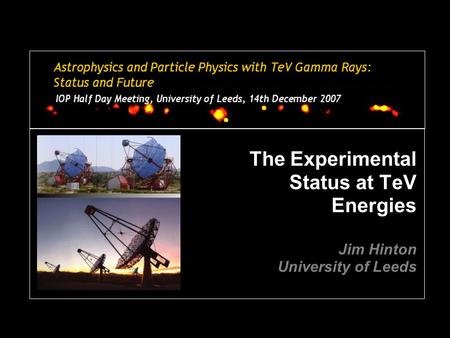 The Experimental Status at TeV Energies Jim Hinton University of Leeds.