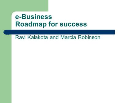 e-Business Roadmap for success