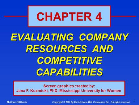 EVALUATING COMPANY RESOURCES AND COMPETITIVE CAPABILITIES