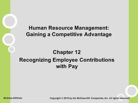 Human Resource Management: Gaining a Competitive Advantage