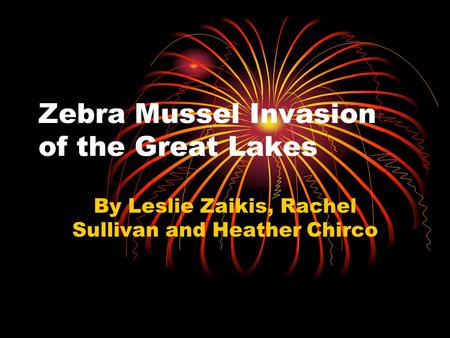 Zebra Mussel Invasion of the Great Lakes By Leslie Zaikis, Rachel Sullivan and Heather Chirco.