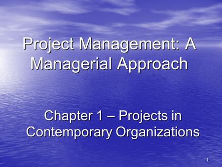 Project Management: A Managerial Approach