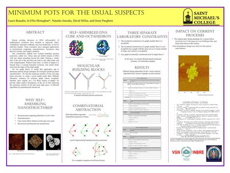 Impact on current processes Acknowledgments Literature Cited Abstract Minimum Pots for the Usual Suspects Recent exciting advances in DNA self-assembly.