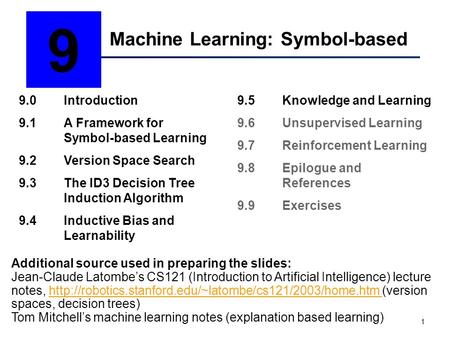 Machine Learning: Symbol-based