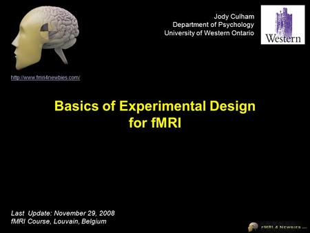 Basics of Experimental Design for fMRI