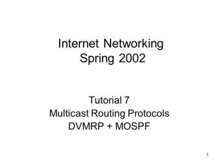 Internet Networking Spring 2002