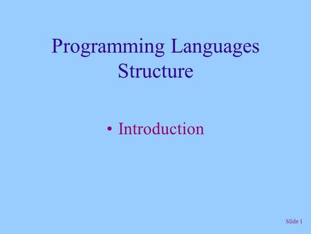 Programming Languages Structure