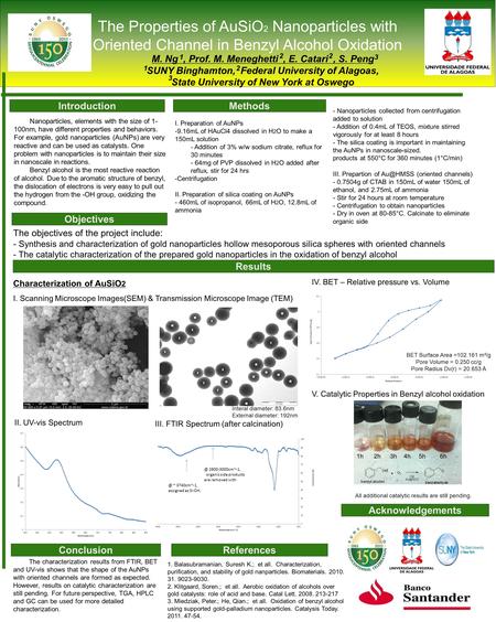 The Properties of AuSiO 2 Nanoparticles with Oriented Channel in Benzyl Alcohol Oxidation M. Ng, Prof. M. Meneghetti, E. Catari, S. Peng SUNY Binghamton,