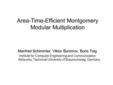 Area-Time-Efficient Montgomery Modular Multiplication