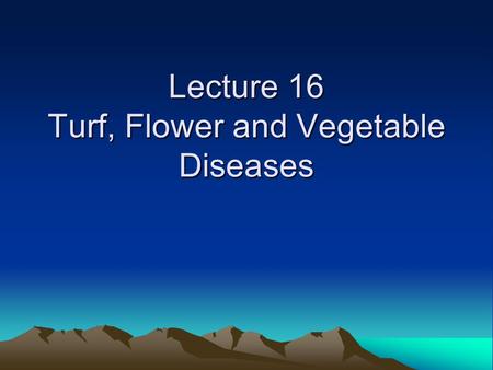 Lecture 16 Turf, Flower and Vegetable Diseases. Turf diseases Turf diseases Fusarium patch, red thread disease, fairy rings and thatch are common in Seattle.