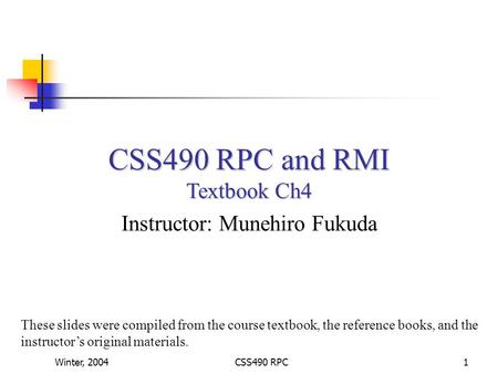 Instructor: Munehiro Fukuda