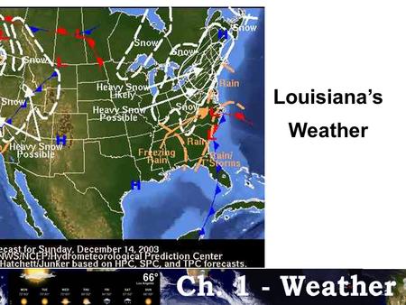 Louisiana’s Weather. Fact # 2 Fact #1 Weather –is often confused with the word “climate” but they are not the same. Weather is a look at the current conditions.