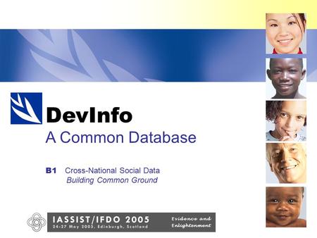 DevInfo A Common Database B1 Cross-National Social Data Building Common Ground DevInfo.