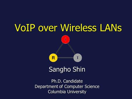 VoIP over Wireless LANs Sangho Shin Ph.D. Candidate Department of Computer Science Columbia University.