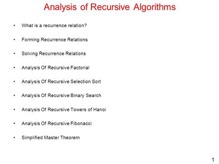 Analysis of Recursive Algorithms